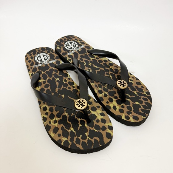 Tory Burch Brown Cheetah Eva Flip Flops Size 8 - Picture 1 of 6